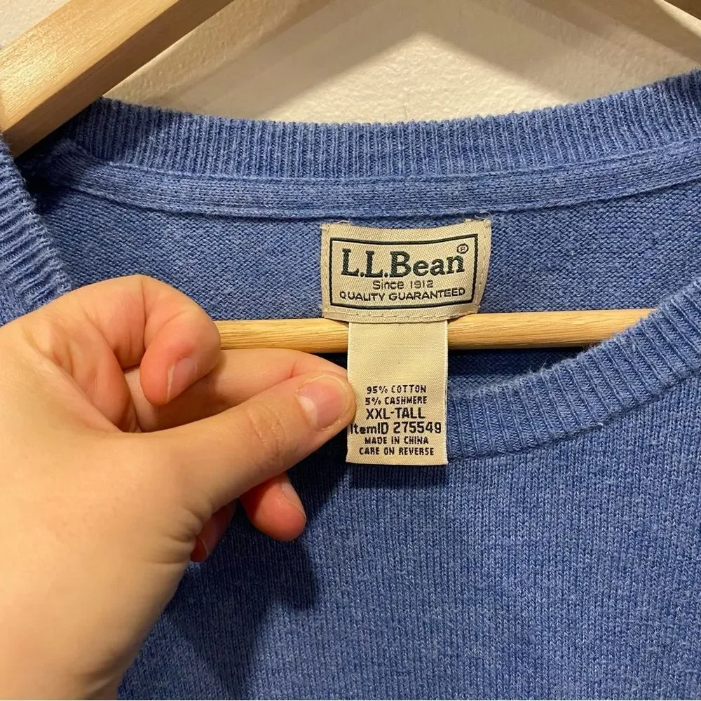 L.L. bean Men's Wicked Soft Cotton/Cashmere Sweater Crewneck XXL tall